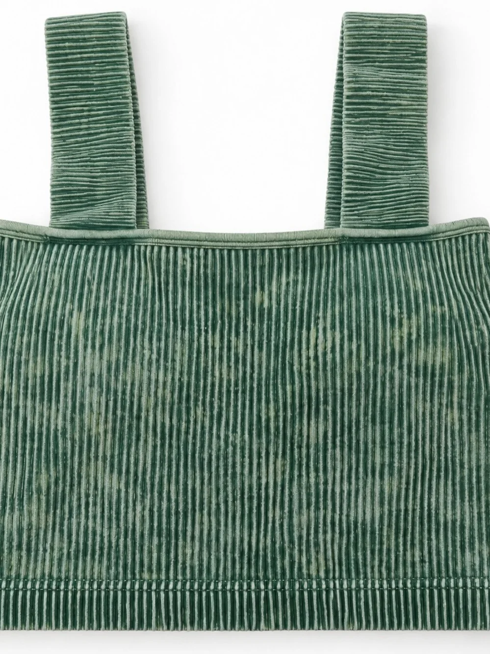 ZENANA Sage Green Ribbed Mineral Wash Cropped Brami - L/XL
